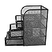 Qiilu Desk Organizer and Supplies Storage - Metal Mesh Organizer with 3 Drawers for Desk - Stylish Black Desktop Accessory