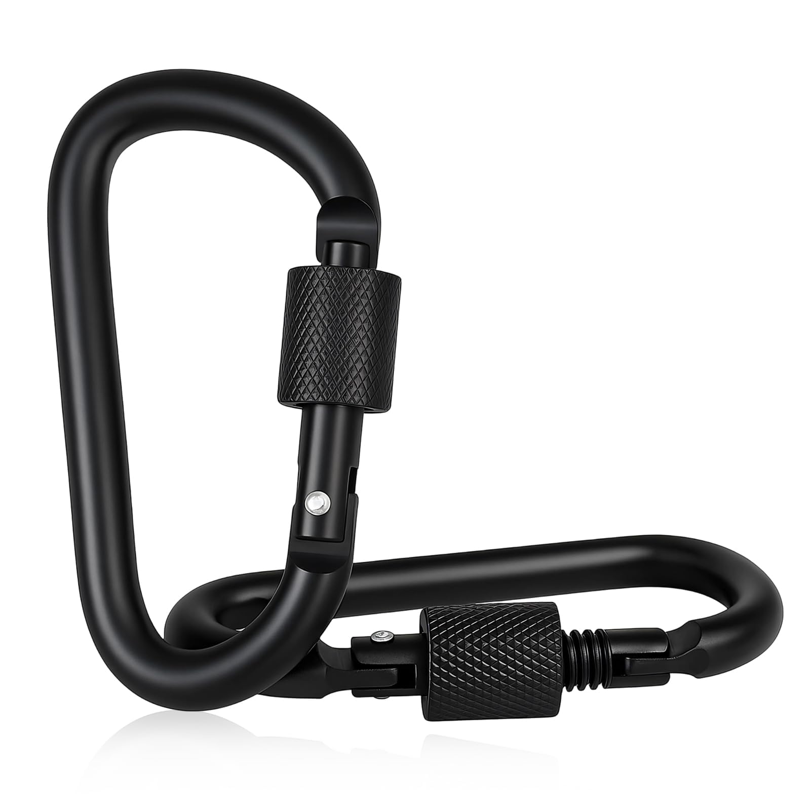2 Pcs Locking Carabiner, 12KN 1224KG Heavy Duty Carabiner Clips Aluminum Alloy D Ring Load Capacity Screwgate Rustproof Hammock Camping Yoga Swing Dog Leash Backpack Hiking Fishing Outdoor Gear Black
