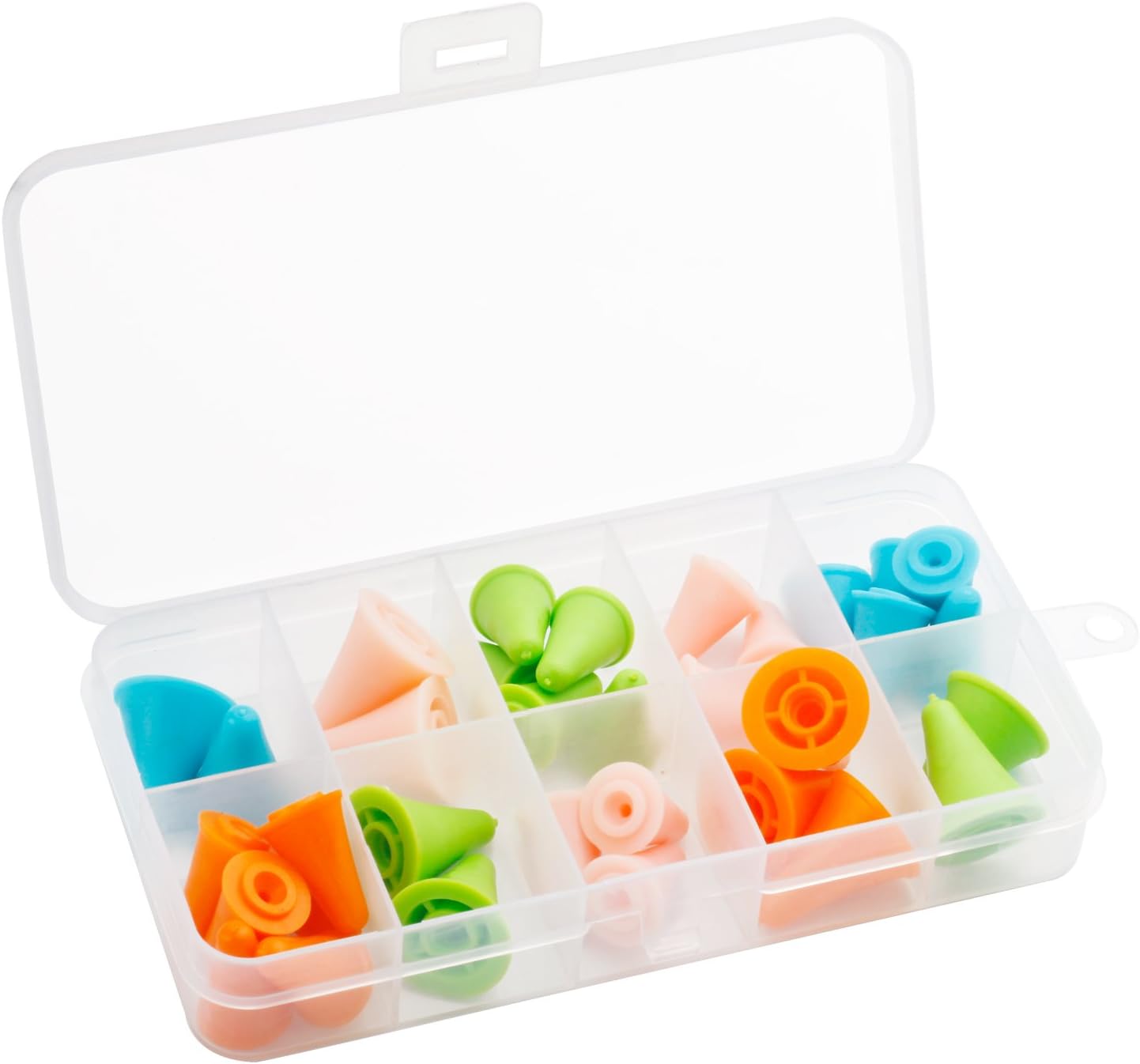 HEIRTRONIC 28 PCS Multi-Colored Knitting Needles Point Protectors Stoppers Size(S/L) Knit Needle Tip Covers for Knitting Craft with Compartment Box