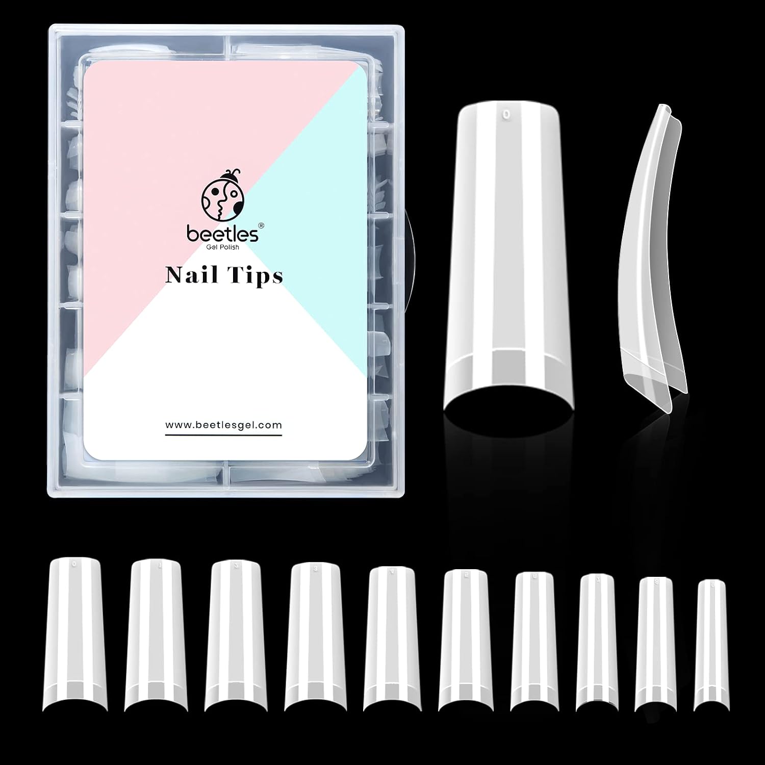 Beetles Gel Polish Fake Nails Half Cover Natural French Artificial False Nails Acrylic Nail Tips Case for Acrylic Nail Easy Nail Extension Gel Acrylic Nails False Press on Nail Tips Nail Art DIY Home