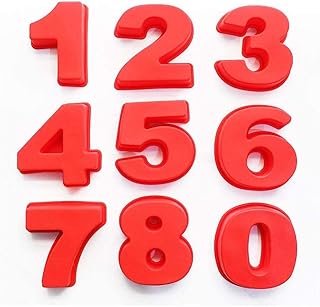 Lot de 9 Moules à Gâteau Numérique en Silicone Anti-Adhésifs,Chiffre Nombre à Forme Moule à Gâteau Silicone pour Fête D'anniversaire, Anniversaire de Mariage (Rose)