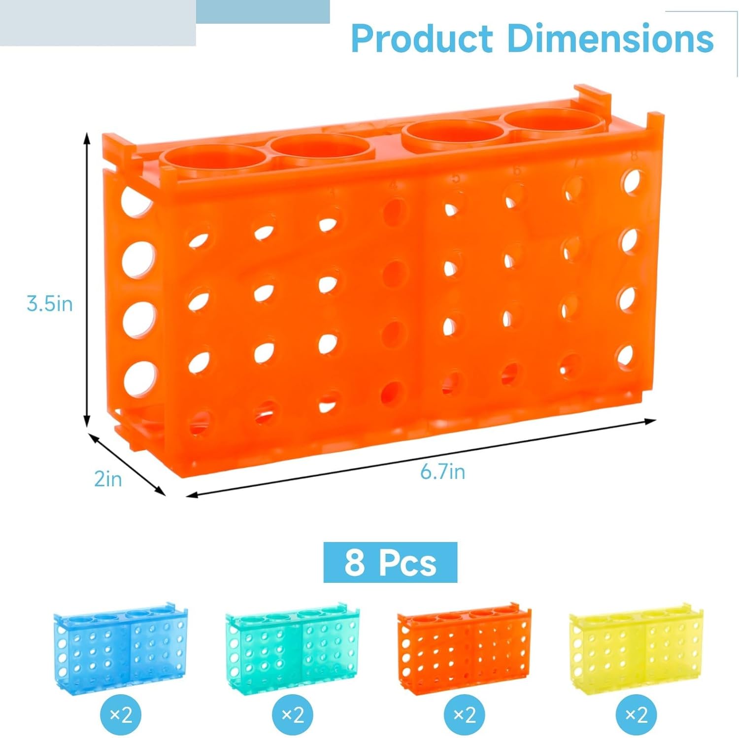 8-Pack Interlocking Test Tube Racks, 4-Way Stands For Multiple Tube Sizes, Lab Storage Solution For Centrifuge Tubes