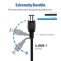 Vista 5 de Paquete de 2 cables MIDI de 1.6 pies, macho a macho, cable MIDI de 5 pines para teclado MIDI, piano electrónico, tambor electrónico