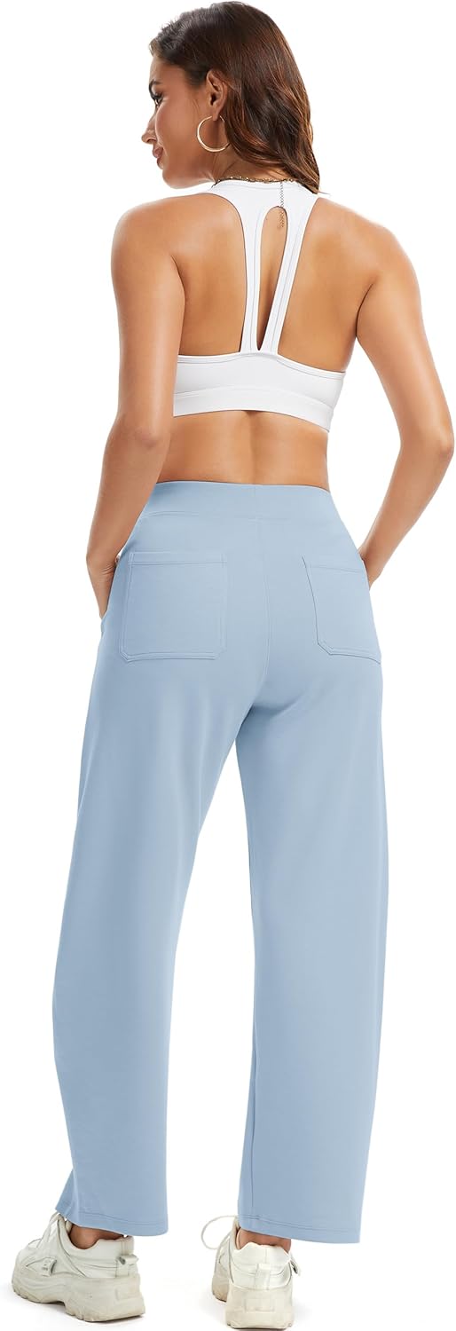 Womens Baggy Wide Leg Pants Barrel Leg Sweatpants Casual Elastic Waisted Stretch Travel Pants with Pockets - Image 7