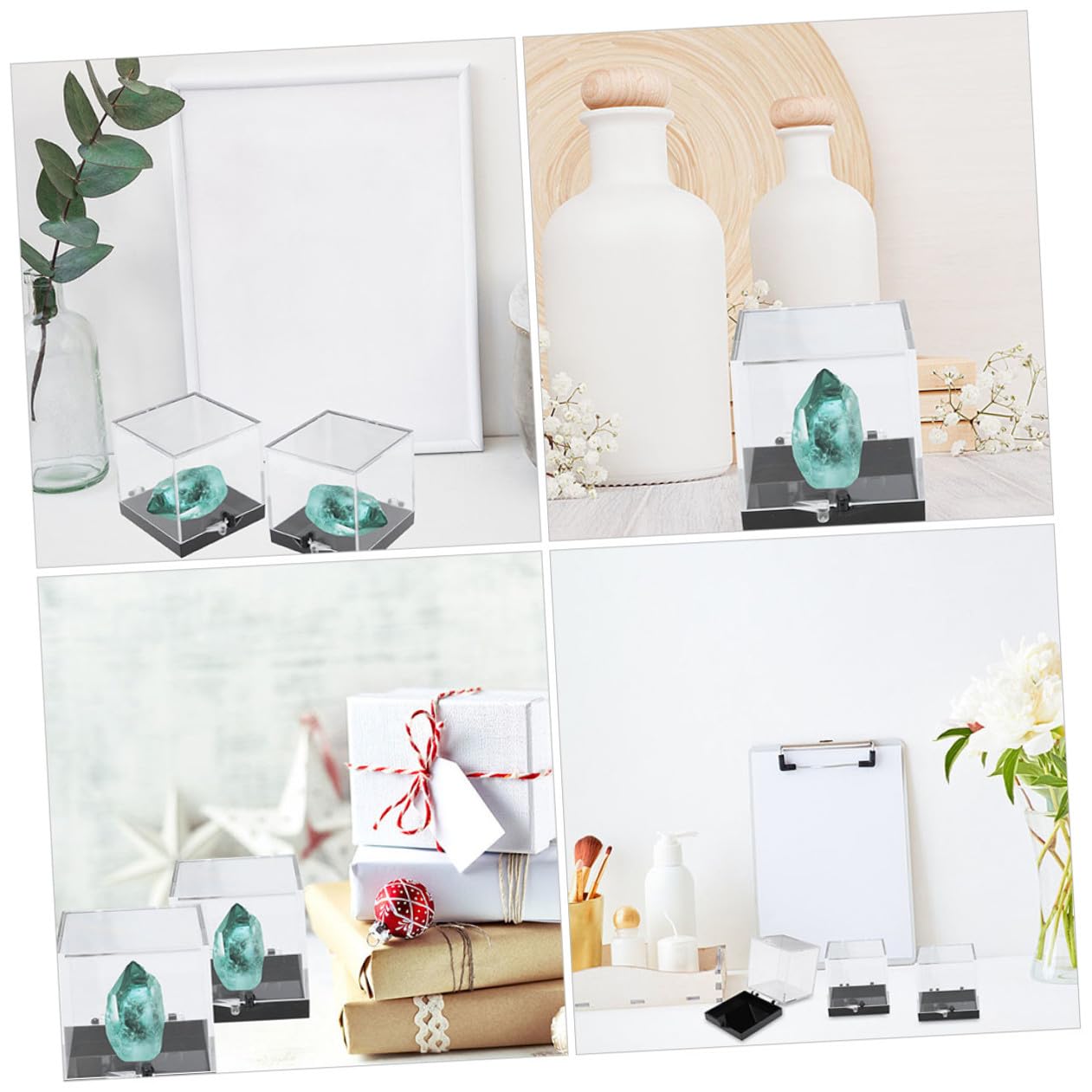 VALICLUD Boîte de Présentation Carrée en Plastique pour Minéraux 8pcs Légère et Résistante à l'abrasion pour Bureau et Rangement D'échantillons Précieux