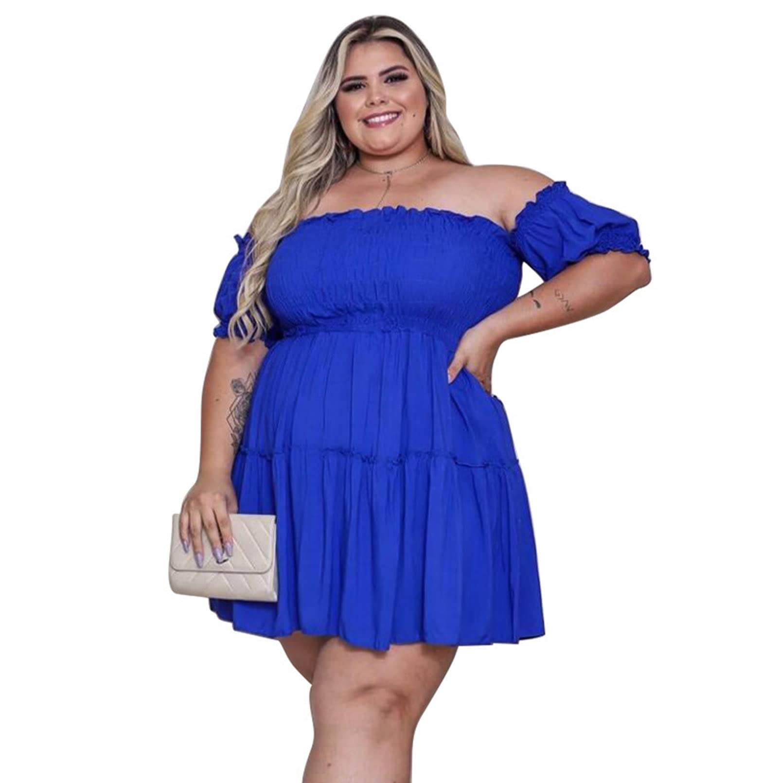 Tenue décontractée grande taille à épaules dénudées pour l'été