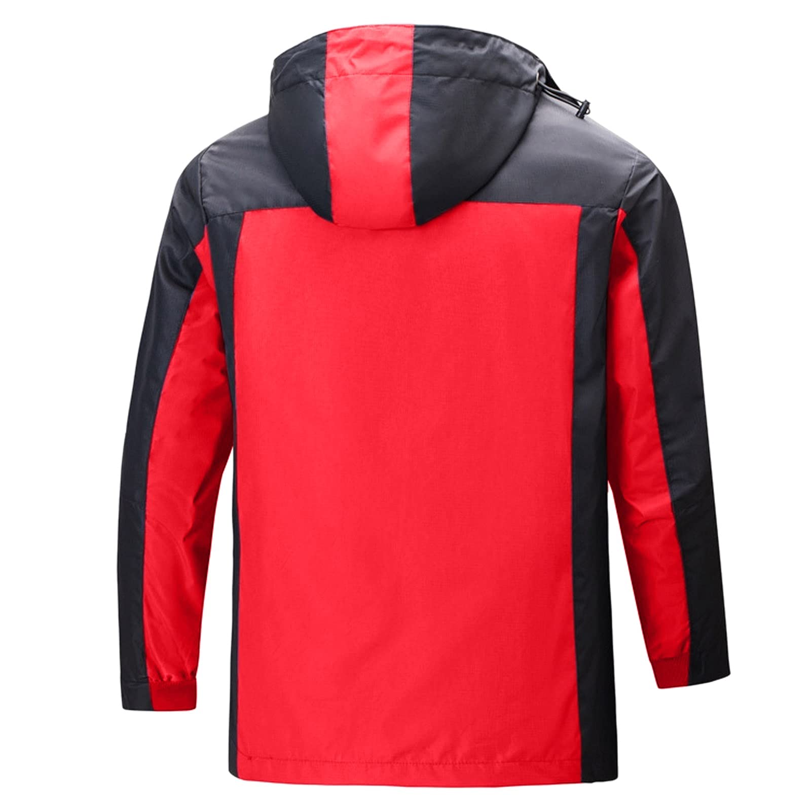 Giacca impermeabile da uomo, antivento, leggera, da trekking, con cappuccio, traspirante, con cerniera, giacca sportiva per autunno e primavera, giacca da trekking isolante, Rosso, XXXL