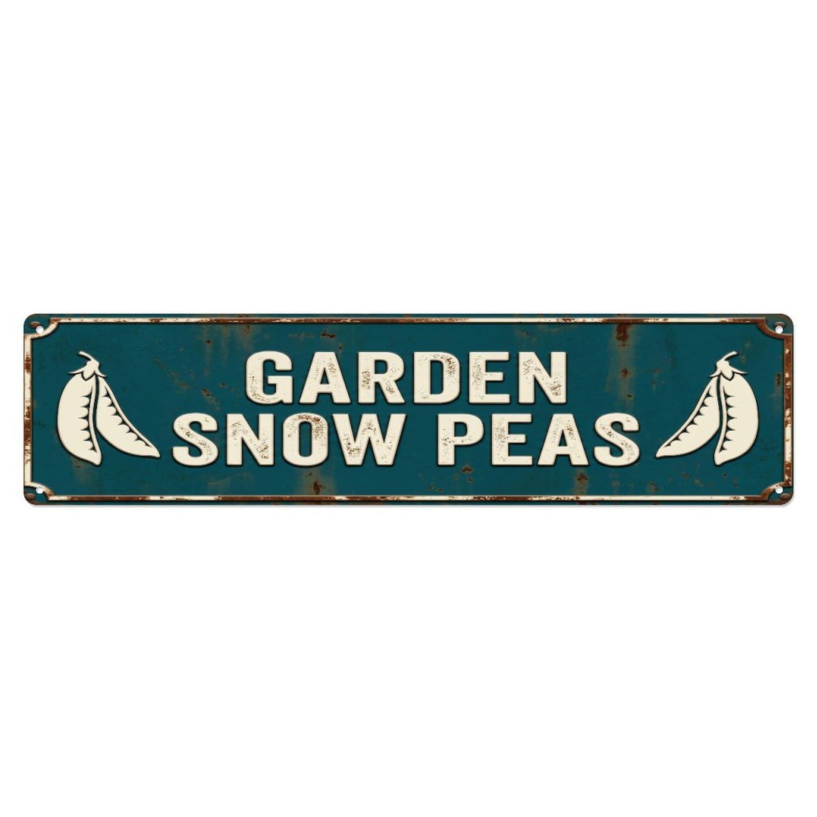 Metal Tin Sign GARDEN SNOW PEAS Vintage Legume Rustic Farmhouse