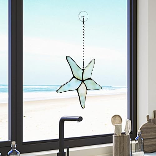 Miniatura 5 de BOXCASA Atrapasoles con estrellas de mar para ventanas, estrellas de mar, vitrales, colgantes para decoración de fiesta temática de playa,
