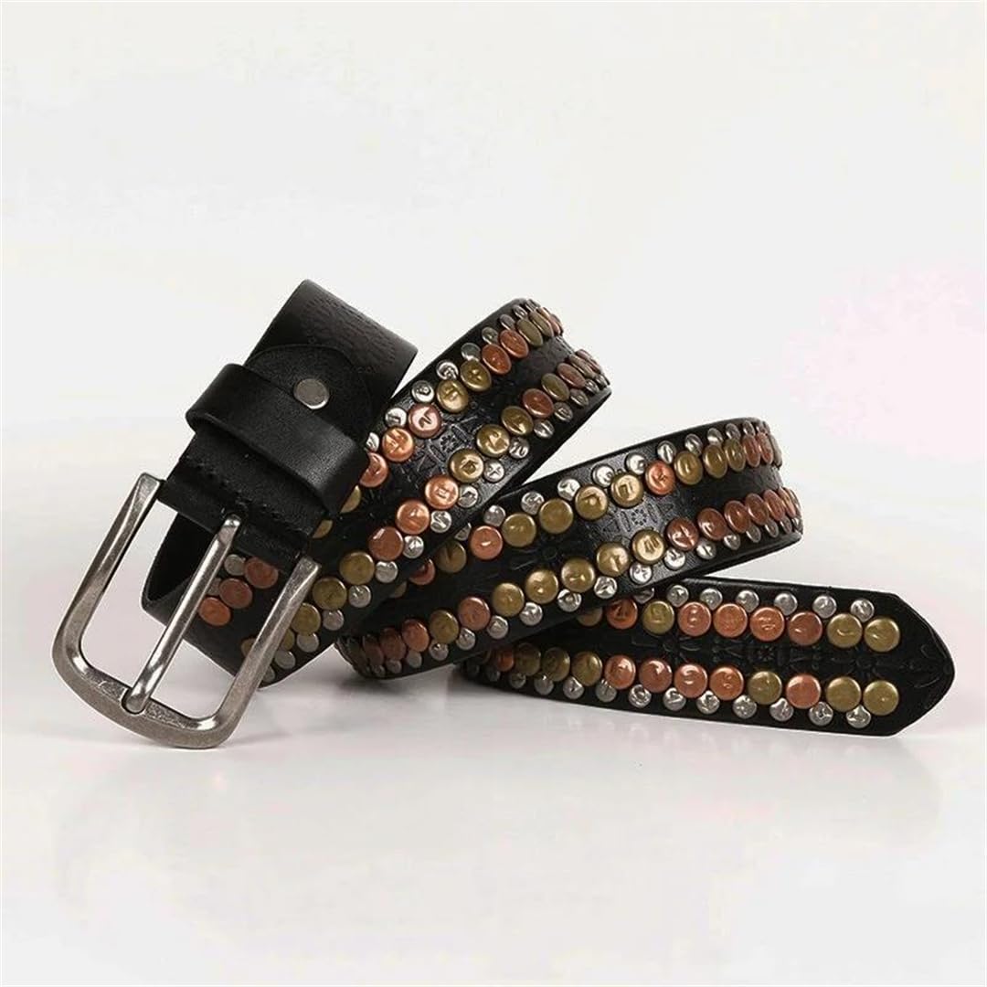 Cintura da donna punk rotonda rivetto cintura in pelle fibbia fibbia cintura unisex moda