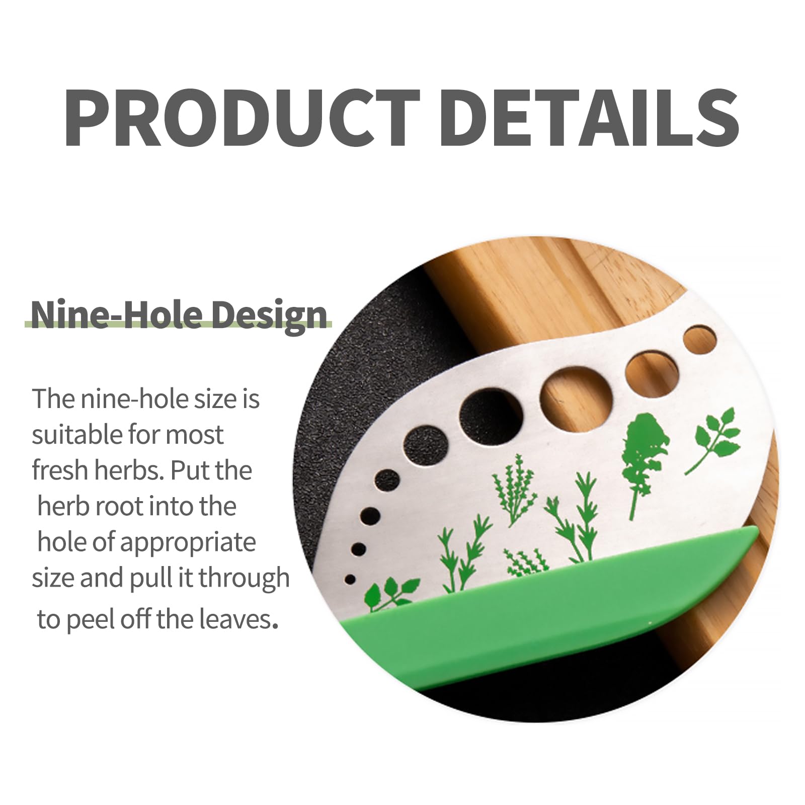 KOOLEVER Herb Stripper, 9 Hole Stainless Steel Herb Cutter Leaf Stripper with Protective Cover - Image 4