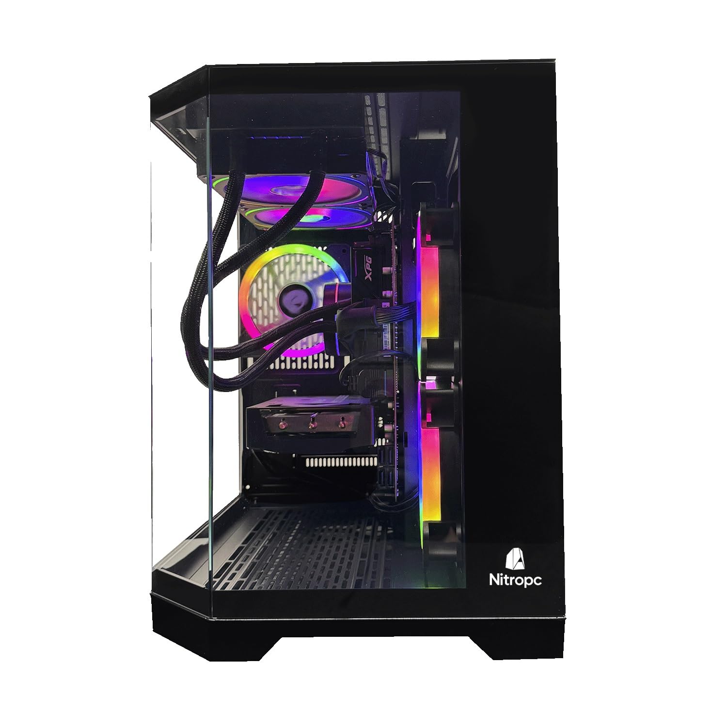 NitroPC - PC Gaming Avanzato Nitro Plus (AMD Ryzen 5 5600X 3.7GHz/4.6GHz, RTX 3050 8GB, RAM 16GB, M.2 1TB, Windows 11 PRO, illuminazione RGB, WiFi) Computer fisso, PC Gamer (Nero)