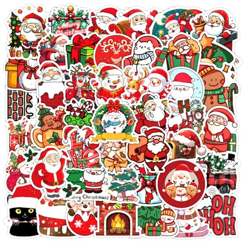 YONEEKSS 100PCS Christmas Stickers - Xmas Vinyl, Self-Adhesive Paper Scrapbook Stickers for Window Doors, Water Bottle, Scrapbook, Notebook