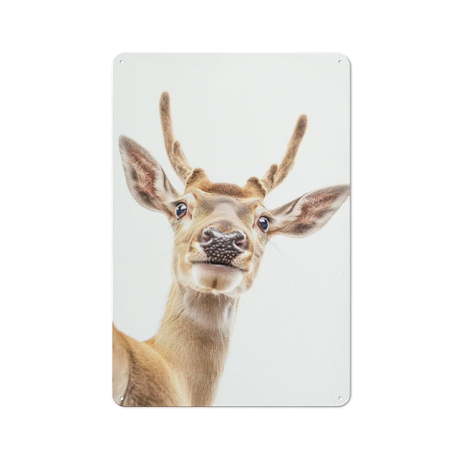 Junmoney A Deer Taking A Selfie Tin Wall Plaque With Design 30X20cm, Country Vintage Cottage Wall Art For Kitchen, Cottage, Porch Or Garden Room