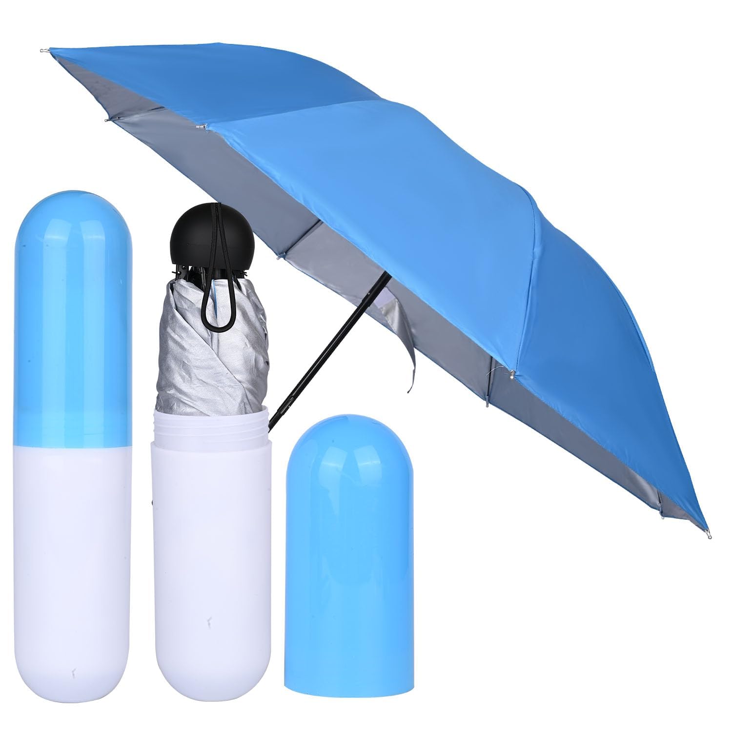 EXEMARTZ Capsule Umbrella | Mini Compact Umbrella Use While Traveling | Windproof, Protect from UV Rays & Rain | Foldable Mini Cute Capsule Design Umbrellas (Random Color - Large)