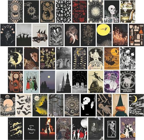 Witchy Room Decor Aesthetic, Witch Decor, Withy Aesthetic Wall Collage Kit, 50pcs Witchy Posters for Room, Gothic Decor, Wiccan Decor, Pagan Decor (Set of 50, 4" × 6") (Witchy)