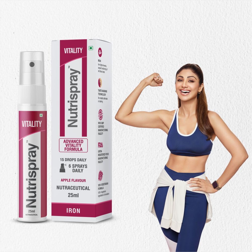 Vitality Iron & Beetroot Oral Spray 25 ml | Fast-Absorbing Iron Supplement with Beetroot | Supports Energy, Healthy Blood Formation & Immune Health | Apple Flavour | For Men & Women