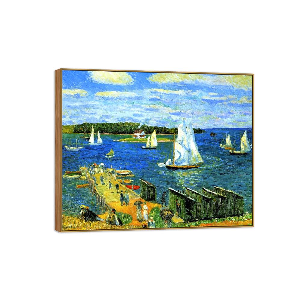 SDYSKKUG William Glackens Canvas Wall Art Prints for Living Room. Bay 48x40cm Wood Frame