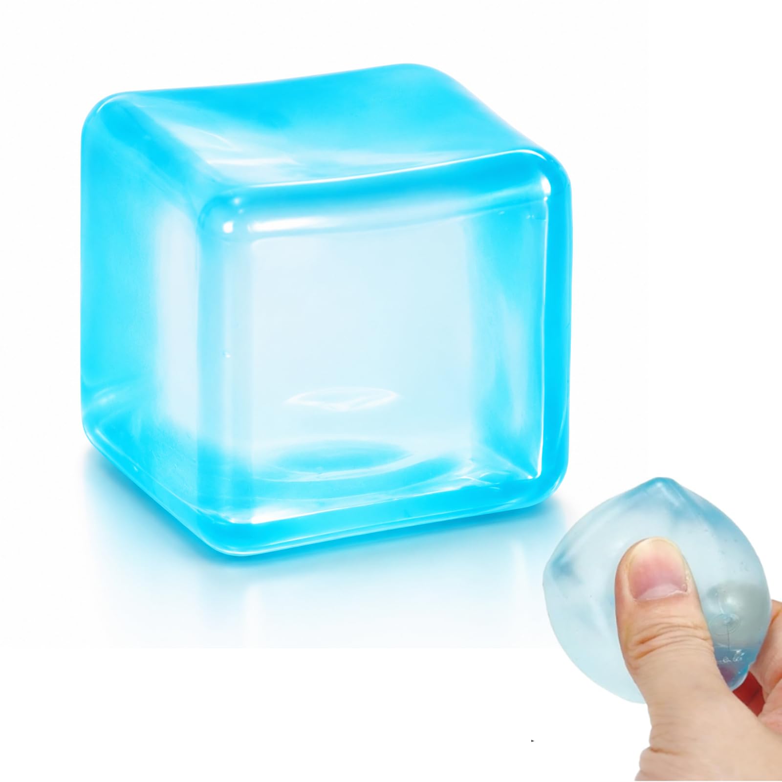 Squishy Fidget Toys,Ice Cube Stress Balls,Soft Squishy Cube,Mini Stress Cubes,for Adults Stress& Anxiety Relief, Classroom & Office Calming, Gift Box Packaging(Blue)