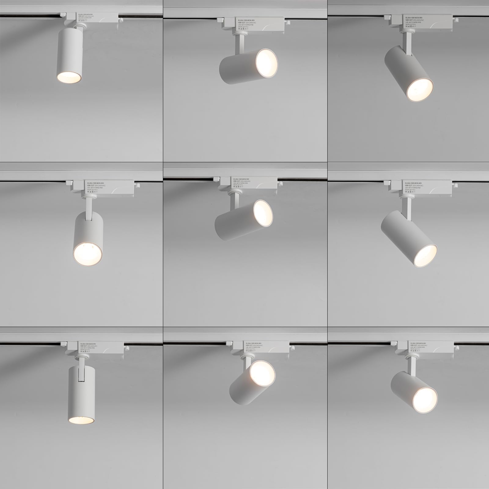 Alpinaluz Foco LED para Carril Monofásico 15W 1500lm CCT Seleccionable 2700K-4000K-6000K Orientable Blanco Mate con Ángulo de Apertura de 40° para Iluminación Comercial y Residencial