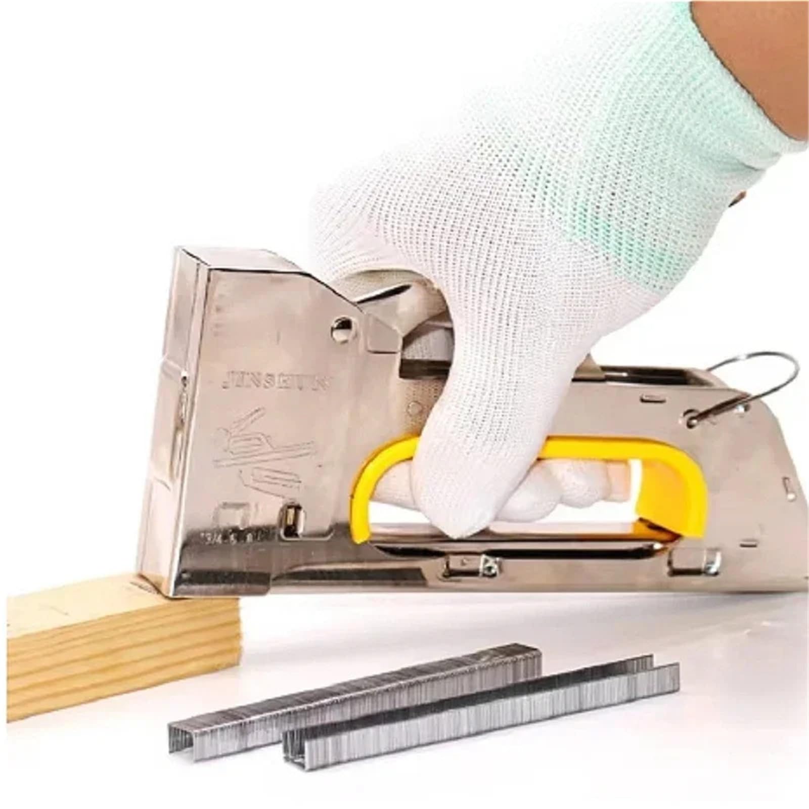 Graffettatrice Per Legno Graffatrice manuale in metallo Tappezzeria | Design salva-manodopera for la riparazione di punti metallici in pelle, tela, mobili in legno, for tappeti(Silver 3pcs)