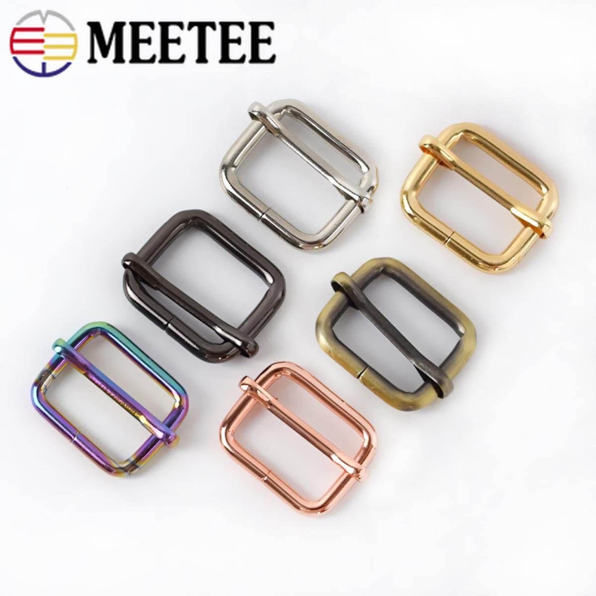 10/20 piezas 16-50 mm diapositivas de metal tri-glides hebillas de pasador de rodillo correa de bolso ajustador deslizante hebilla de cinturón bolsa de bricolaje accesorios de ropa-32 mm-20 pie