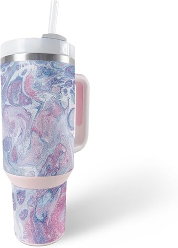 Miniatura 9 de MightySkins - Vaso con purpurina brillante compatible con Stanley The Quencher H2.0 FlowState de 40 onzas, cuarzo naranja, acabado protector y