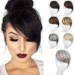 SARLA Clip in Side Bangs Extension Straight Synthetic Fake Bangs One Piece for Women Polar Silver