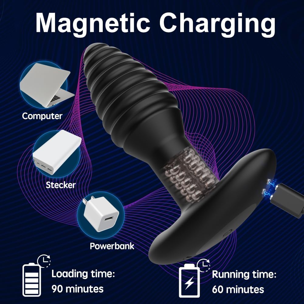 LEVETT Vibrator Anal Plug Sex Toy, Anal Vibrator with Remote Control, Rotating Prostate Massager Butt Plug for Anal Stimulation Adult Sex Toys for Men, Women and Couples Vibrator Anal Sex Toys