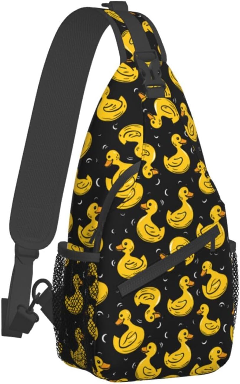 Yellow Rubber Ducks Cartoon Ducks Sling Backpack Hiking Backpack Crossbody Bag Sports Lightweight And waterproof Chest Bag Shoulder Bag For Women Men