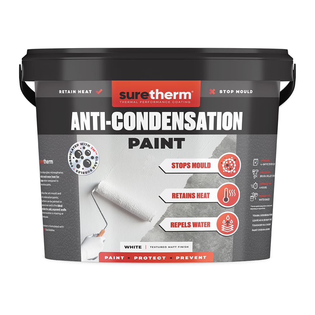 N-Virol White Anti Mould & Anti Condensation Glass Bubble Thermal Paint 5Ltrs Suretherm