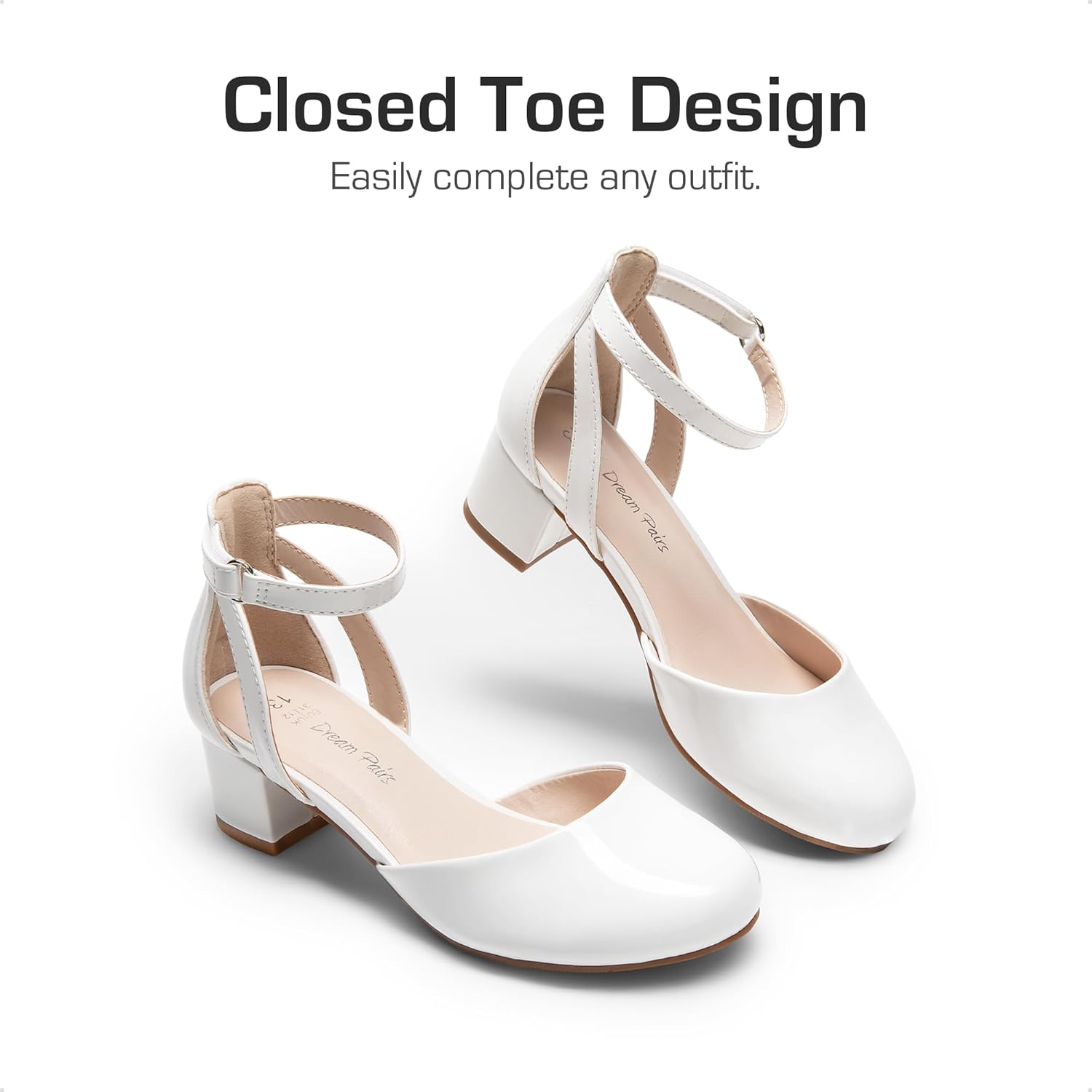DREAM PAIRS Girls Dress Shoes Closed Toe High Heels Ankle Strap Toddler Little Big Kid Wedding Flower Party Pump - Image 6