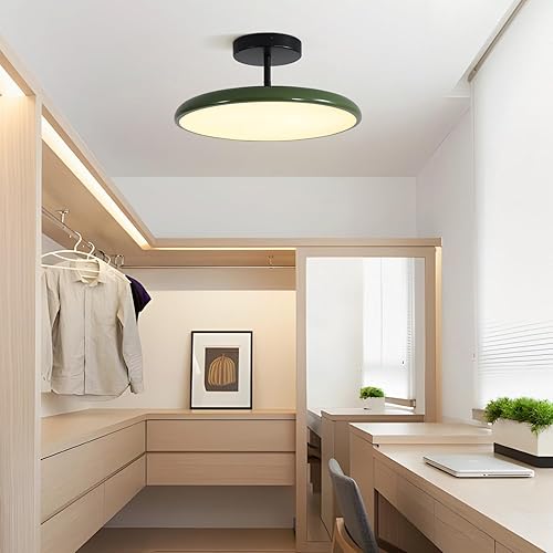 Miniatura 5 de KCO Iluminación vintage verde empotrado luz de techo negro semi empotrado luz de techo de mediados de siglo moderna entrada lámpara de techo LED