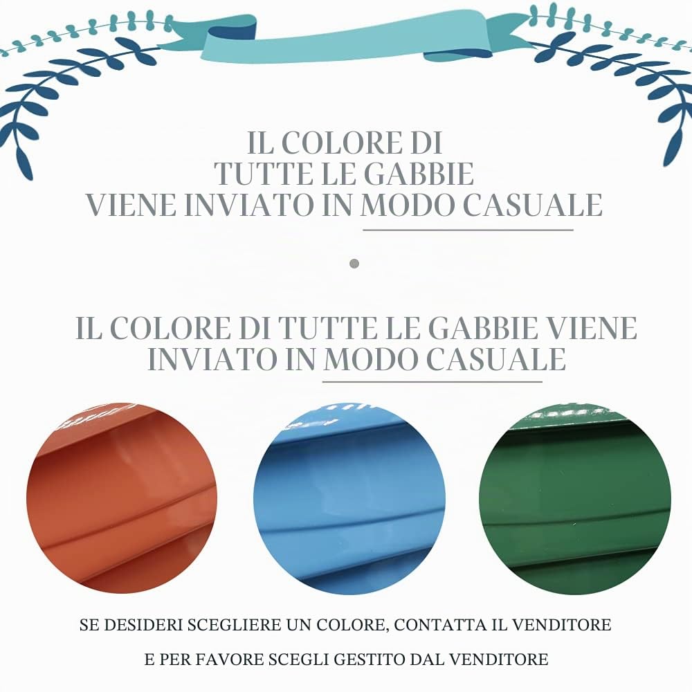 BPS Gabbia per Uccelli in Metallo Gabbia Piccola con Ciotola per Cibo e Secchio per Abbeveratoio Altalena Colore Casuale 22.5 x 17 x 28 cm BPS-1209
