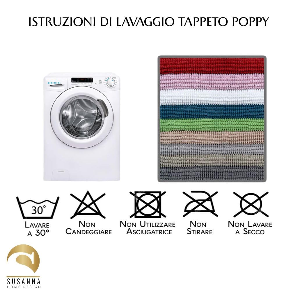 Generico Tappeto da Bagno in Microfibra di Ciniglia Antiscivolo con Fondo Gommato – Ultra Assorbente, Frange Morbide, Lavabile in Lavatrice – Comfort e Sicurezza per il Tuo Bagno (Stone, 70x140)