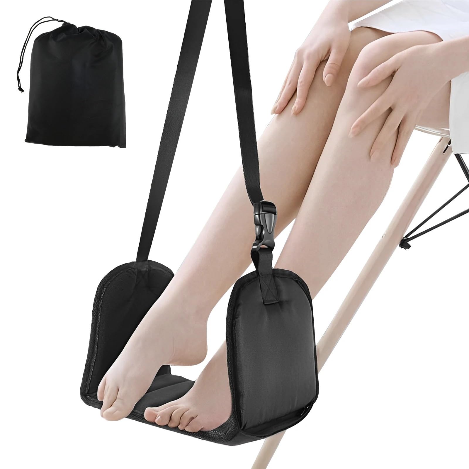 Poggiapiedi for Aereo Amaca for Piedi da Viaggio for Aereo in Memory Foam, Amaca for Piedi Senza Urti Poggiagambe for Aereo Portatile