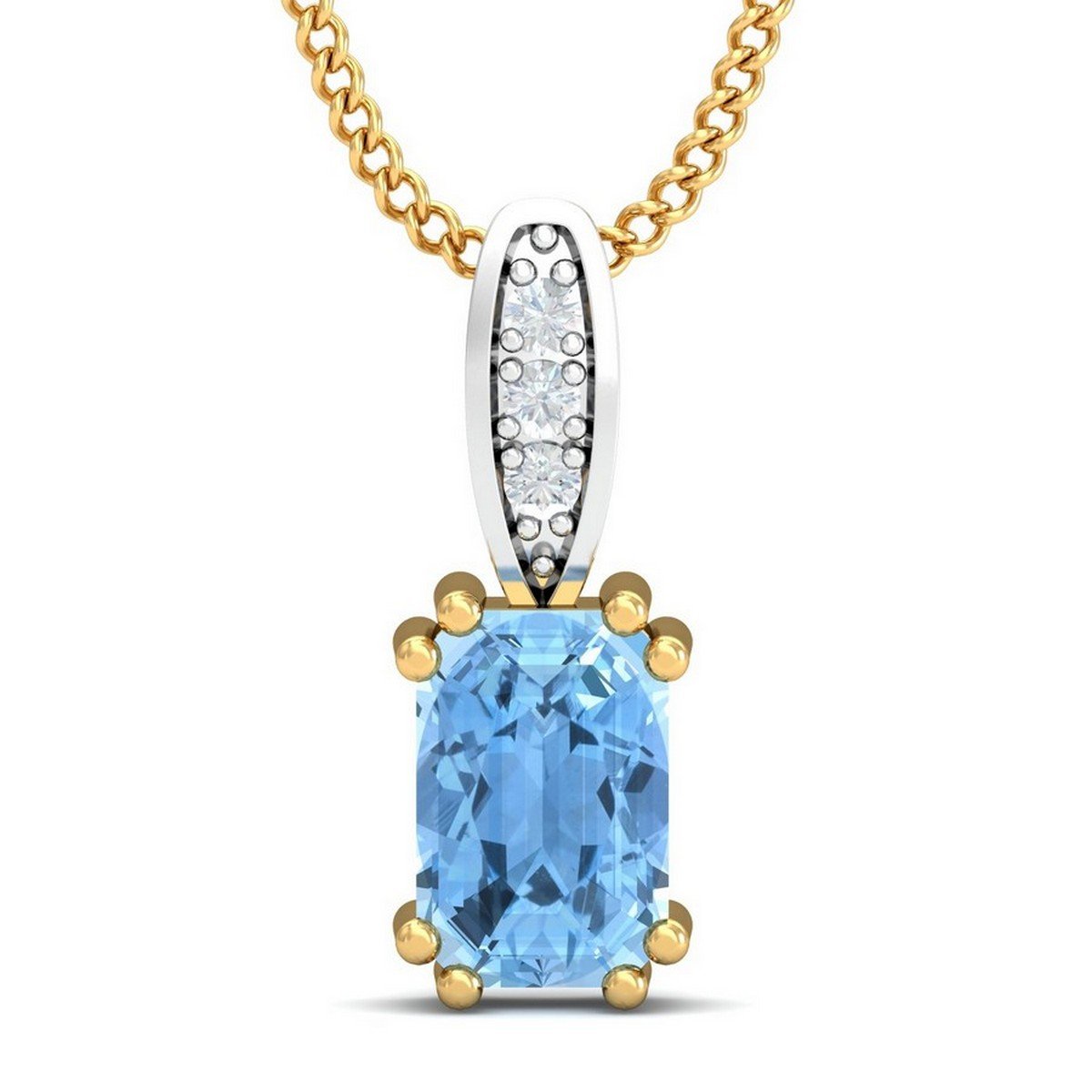 18KT Yellow Gold Meridian Aquamarine Pendant for Women-image-41