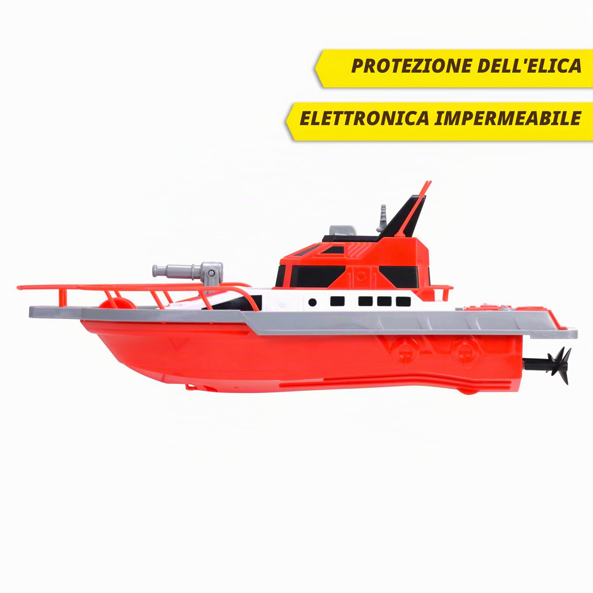 Dickie Toys 201107000 - Barca antincendio Radio Control 38 cm, 2 canali, 27 MHz, ricarica USB, velocità punta 6 km/h, per bambini a partire da 6 anni