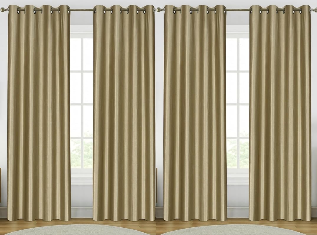 Exporthub 4 Piece Polyester Blend Eyelet Solid Window Curtain - 5ft, Hazelwood
