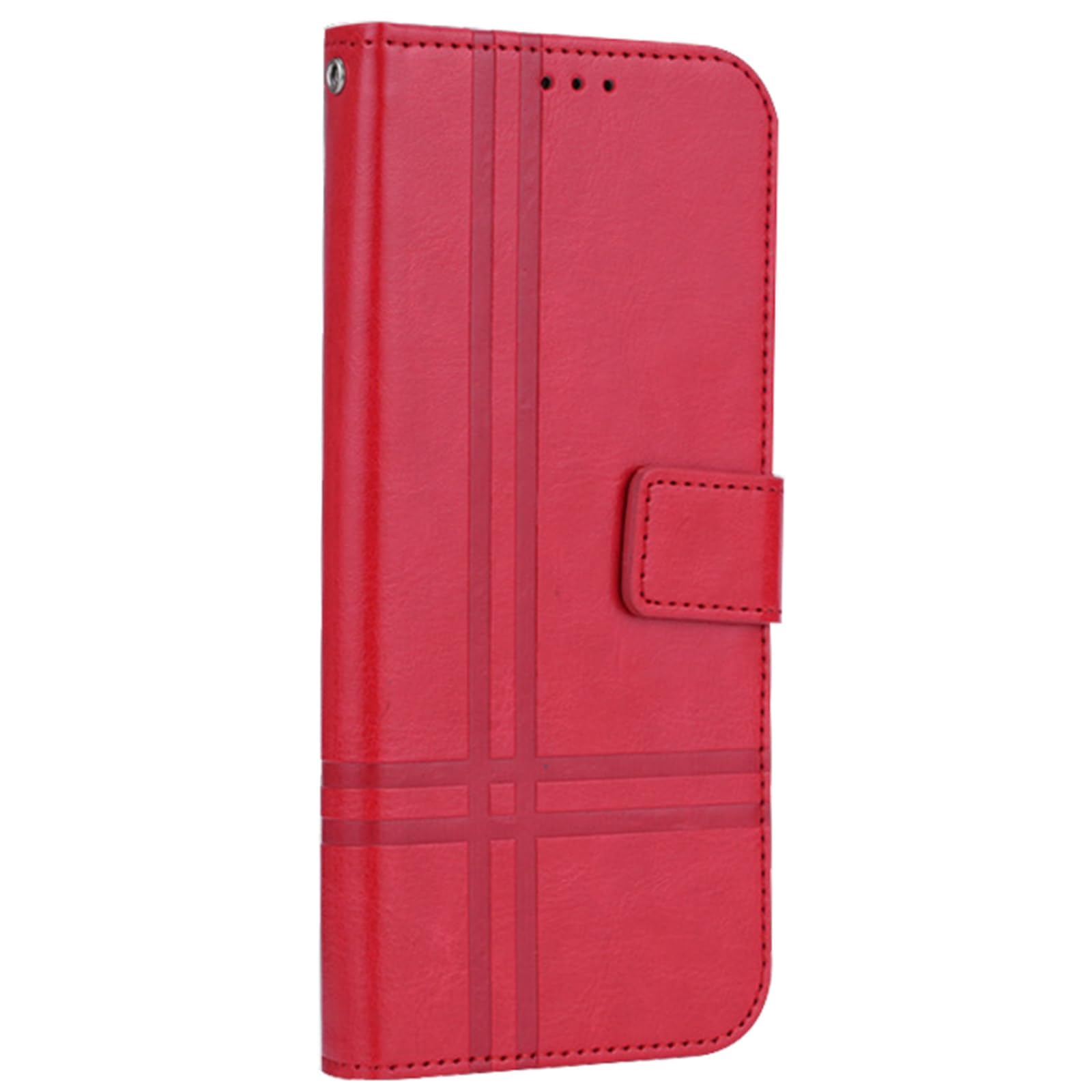 Skórzane etui na iPhone'a 16/16 Pro/16 Plus/16 Pro Max, portfel w minimalistycznym stylu, magnetyczne etui z klapką, etui na telefon komórkowy, 16, czerwone
