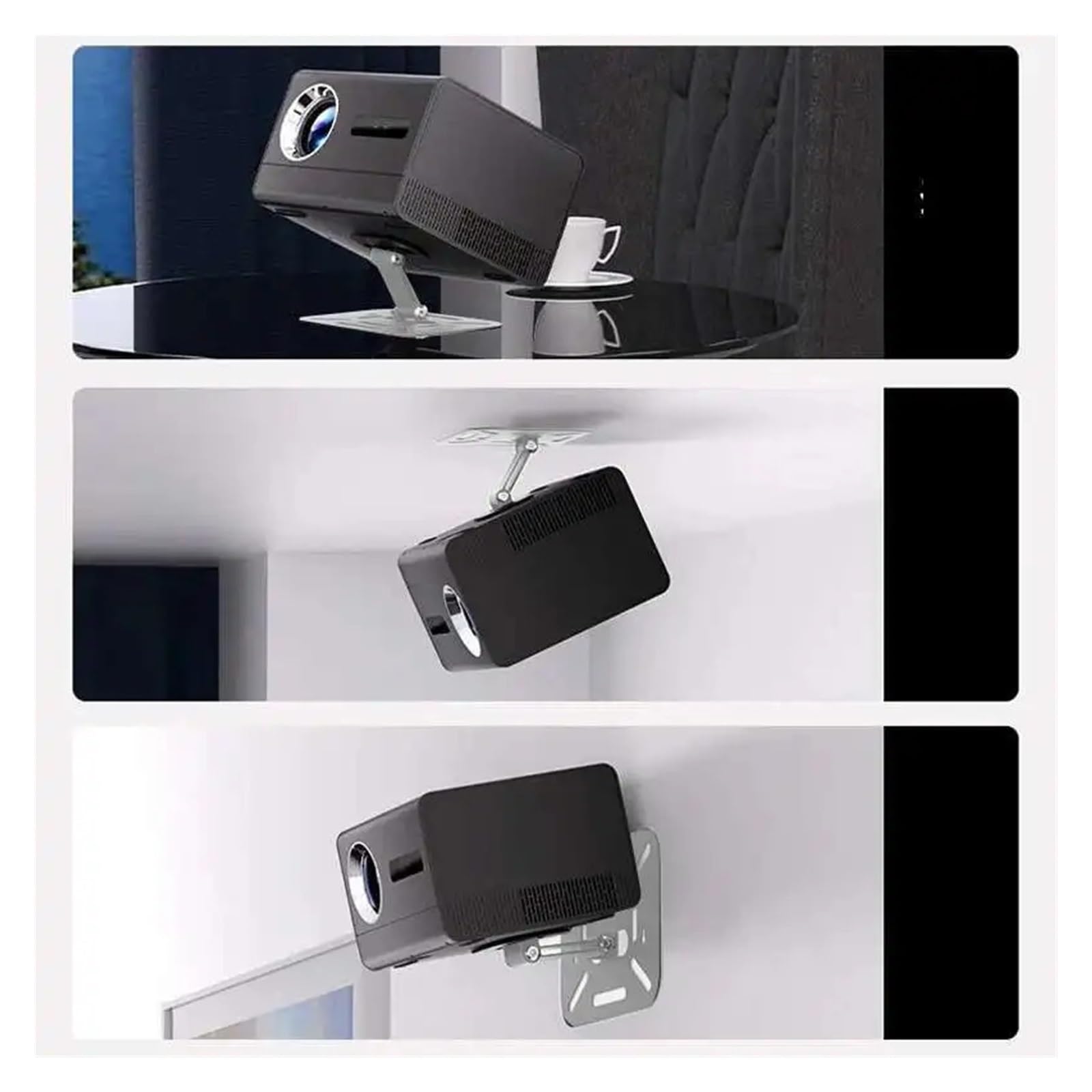 Supporto for Proiettore, Treppiede In Metallo, Staffa Pieghevole for D8W HY300 | Supporto treppiede regolabile multi-angolo da tavolo portatile for mini proiettori(WHITE)