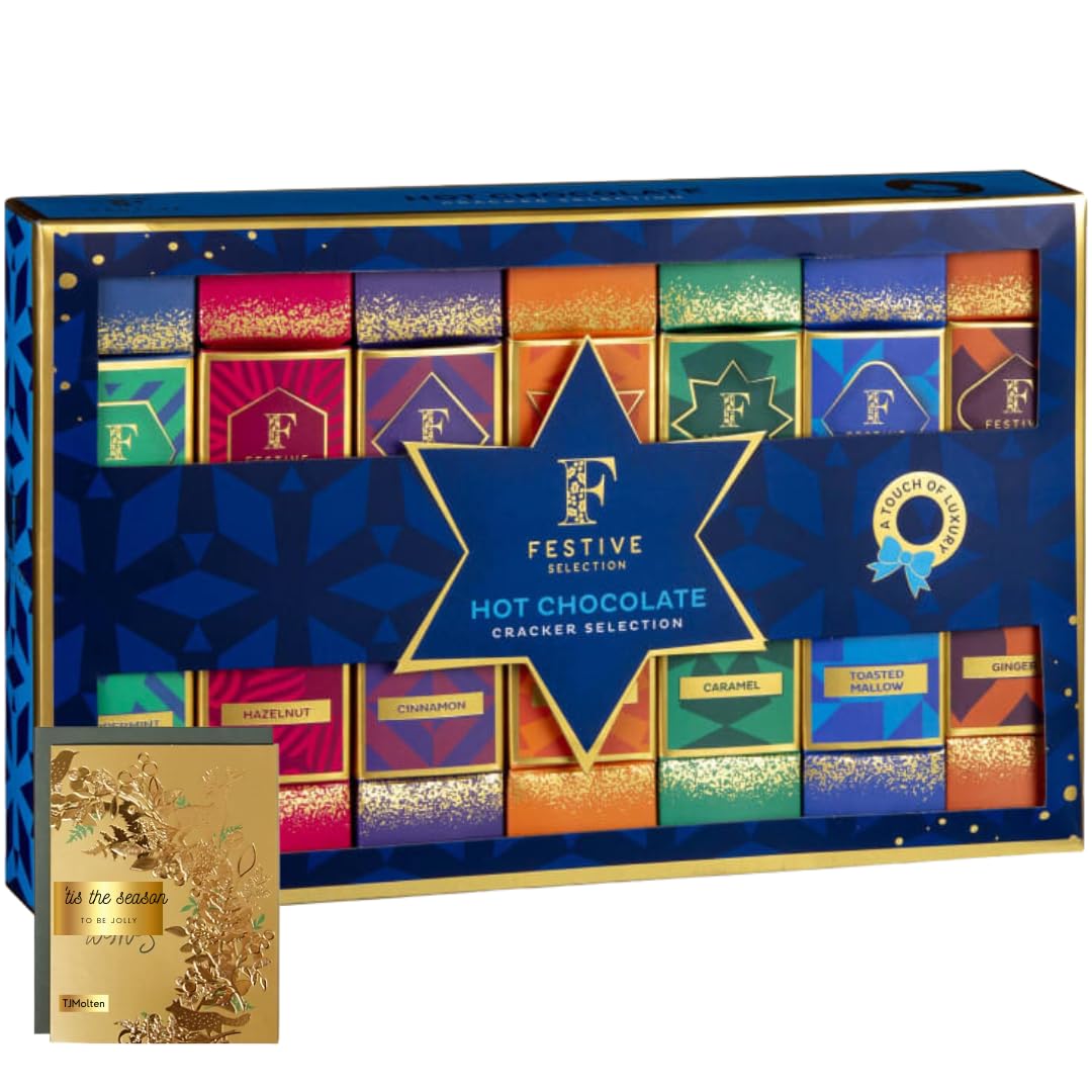 Luxury Hot Chocolate Gift Set - 8 x Assorted Flavours including Raspberry, cookies n cream, vanilla, banoffee pie & Vanilla Flavor Marshmallows | for her, him, mother's day, 9 Count (Pack of 1)