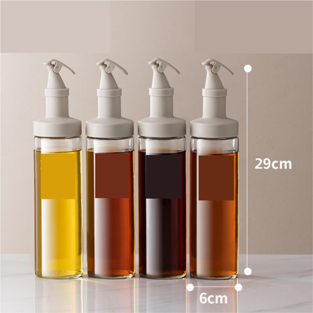 Essig Ölflaschen Set Glasölflasche for Den Haushalt, Kein Öl, Sojasauce, Essig, Gewürzflasche, 4-teiliges Set Küche