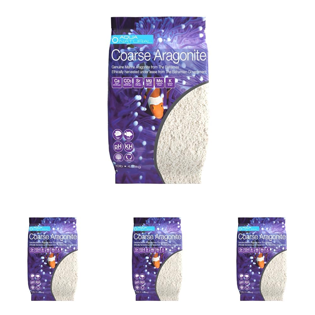 Aqua Natural Aquarium Sand, Coarse Aragonite, 10lb (Pack of 4)