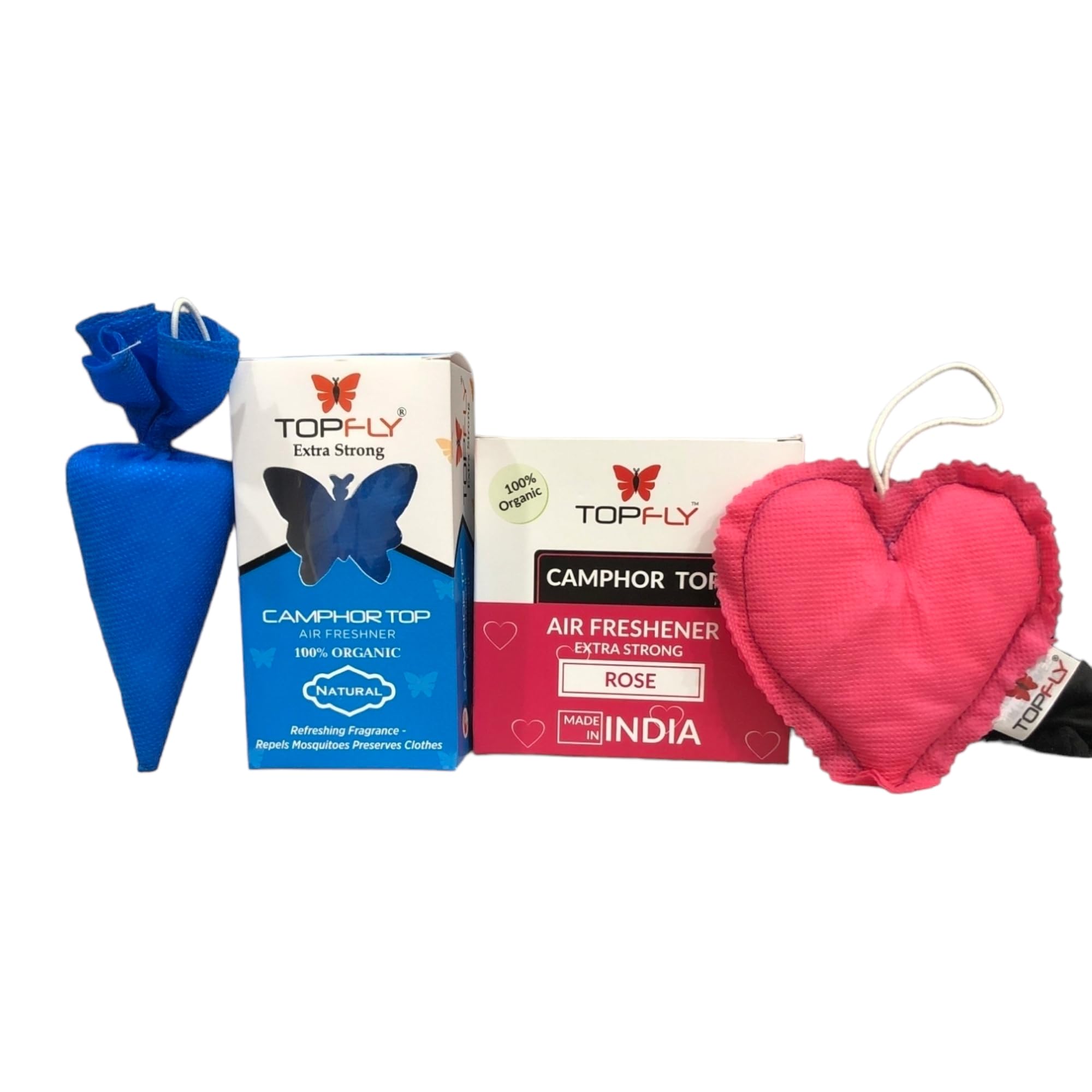 Original Camphor Cone & Heart Shaped Rose Top Air Freshner Pack Of 2 for Car, Room & Office & Mosquito Repellent