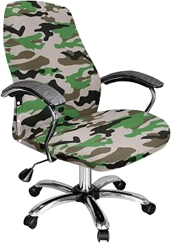 Camo Print Office Computer Chair Seat Covers, Comfy Breathable High Back Gaming Chair Covers Slipcovers for Home Office, Easy to Install, L Size