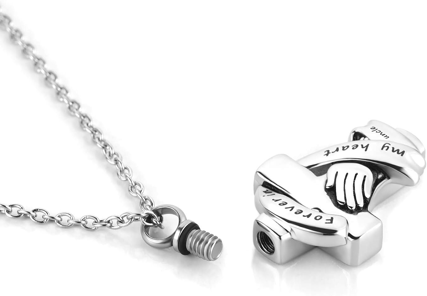 Praying Hands Urn Necklaces for Mom Dad Pet Ashes Crucifix Cremation Keepsake Memorial Pendant Jewelry Forever in My Heart - Image 2