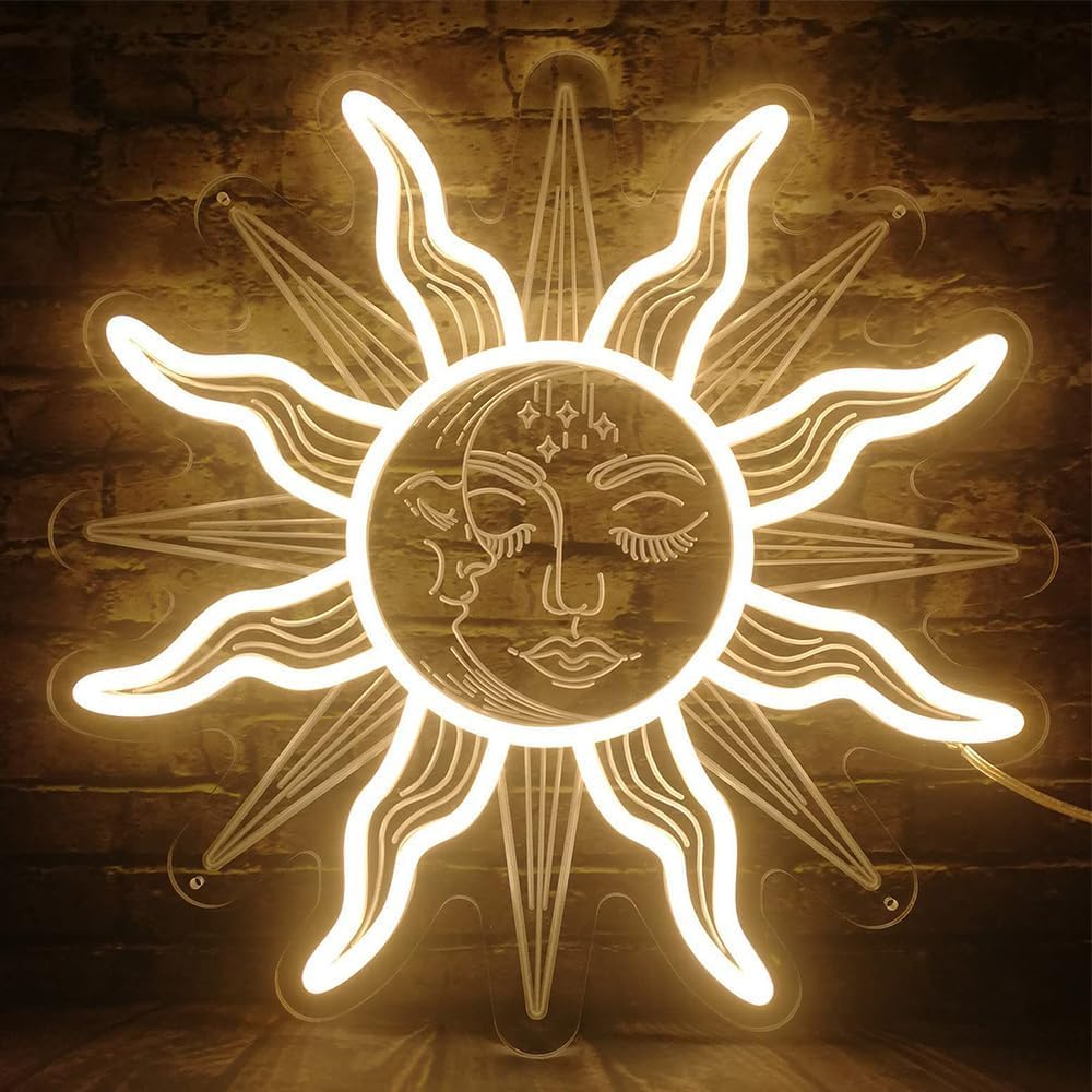 Sun Flower Style LED Neon Sign for Wall Decor USB Adjustable Brightness Living Room Bars Pub Club Gatherings Art Wall Decor