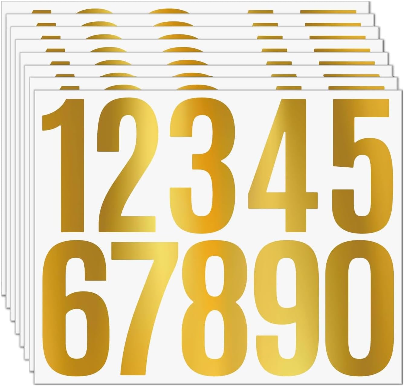 8 Sheets Mailbox Number Stickers 3 Inch - Self-Adhesive Vinyl Numbers 0-9 for Mailbox, Posters, Bulletin Boards, Windows, Doors, Crafts, Home Decor - Large Alphabet Stickers for DIY Projects （Gold ）