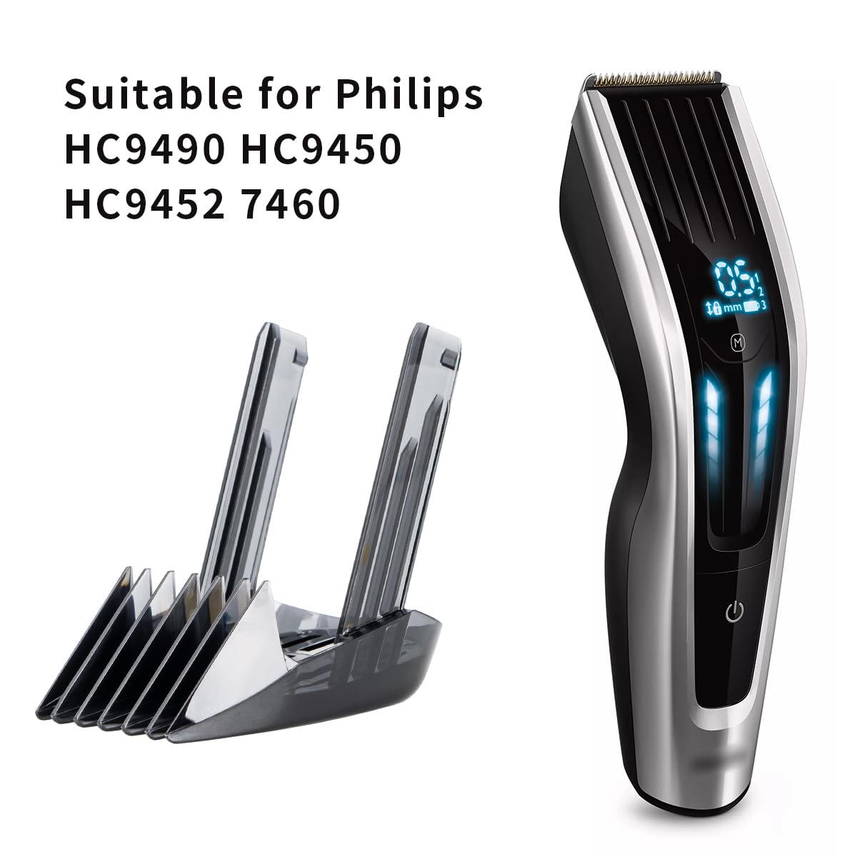 1-7 mm kompatybilny z Philips HC9450 HC9490 HC9452 HC7460 HC7462, regulowany grzebień zastępczy do maszynki do strzyżenia włosów